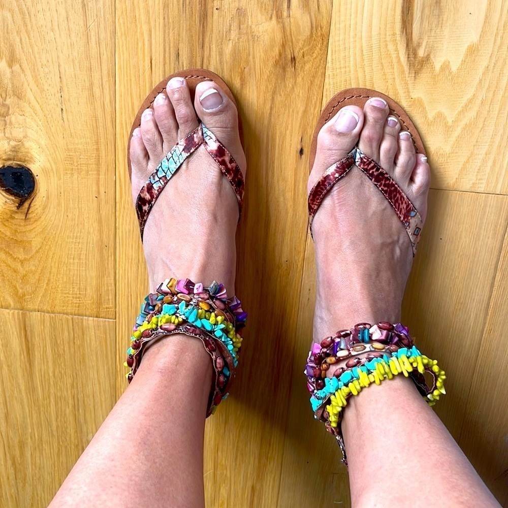 Nine West Sand And Sun Ankle Embellished Sandals. Size 9.5/10. Dm/A